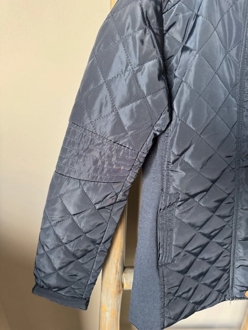 Kids Quilted Hooded Jacket - Navy